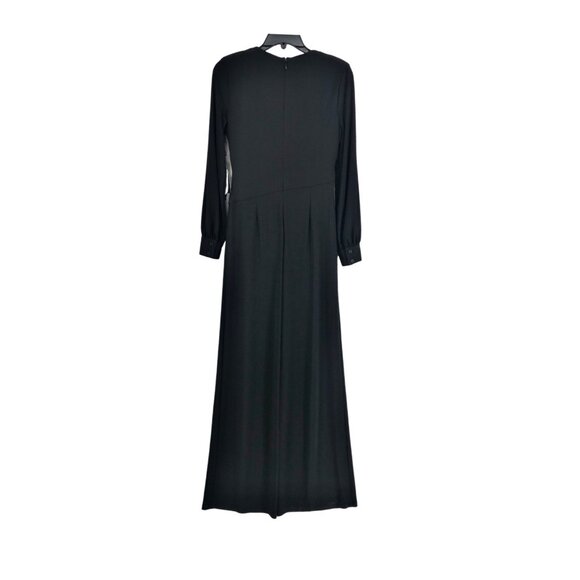 Adrianna Papell Black Matte Jersey Jumpsuit Womens 2 Surplice Bodice New - Picture 2 of 6